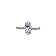Solitaire bague diamant naturel marquise et diamants naturels ronds 1.00 carat or blanc Chloé